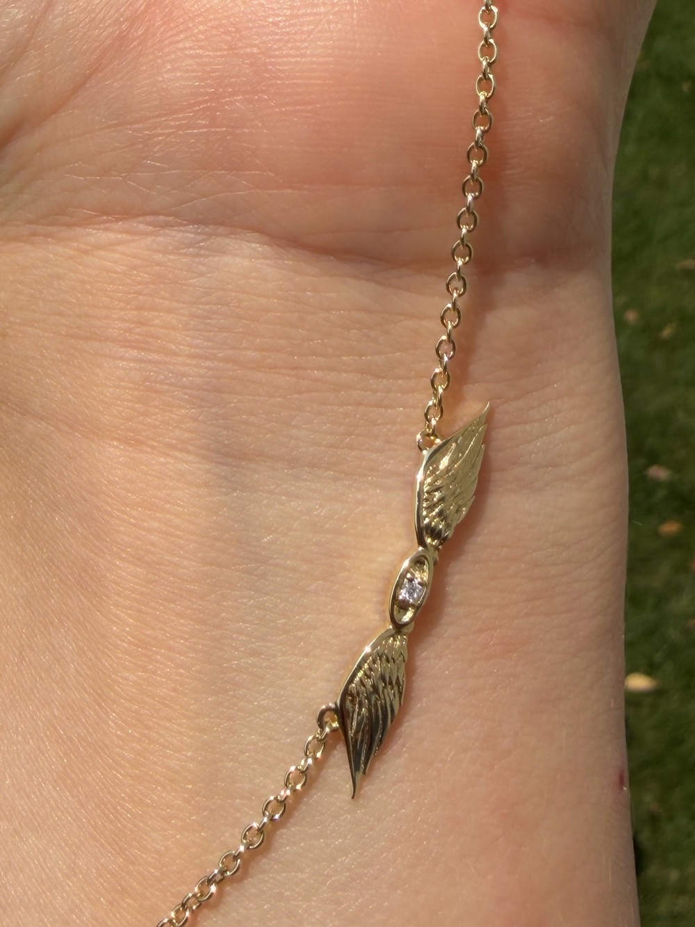 Gold Vermeil Sterling Silver Guardian Angel Necklace with CZ Stone- 18”